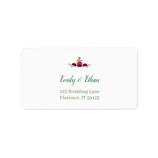 Personalized Folk Floral Wedding Greenery Design Adressaufkleber (Vorne)