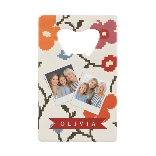 Personalized Folk Scandi Boho Vintage Floral  Geldbeutel Flaschenöffner (Vorderseite)