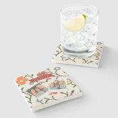 Personalized Folk Scandi Boho Vintage Floral  Steinuntersetzer (Seitenansicht)