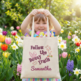 Personalized Follow the Bunny Trails Easter Tragetasche