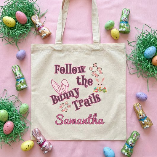 Personalized Follow the Bunny Trails Easter Tragetasche
