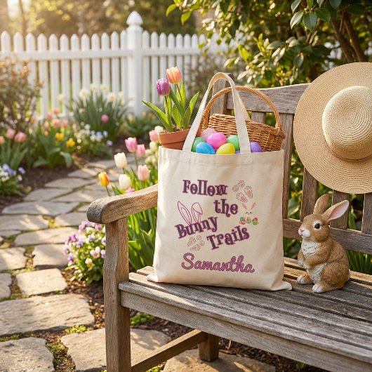 Personalized Follow the Bunny Trails Easter Tragetasche