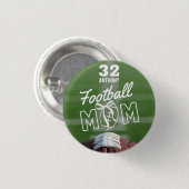 Personalized Football Mom Pin, Jersey & Name Button (Vorne & Hinten)