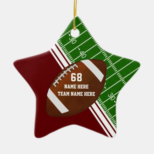 Personalized Football Player Ornaments, Maroon Keramik Ornament (Vorne)