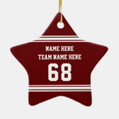 Personalized Football Player Ornaments, Maroon Keramik Ornament (Hinten)