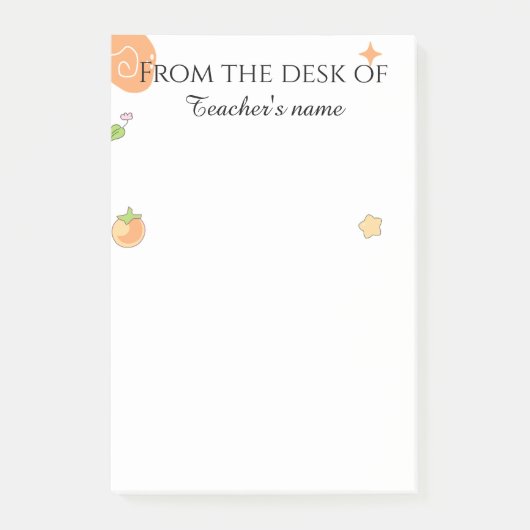 Personalized for elementary Teacher's Cute Peach   Post-it Klebezettel (Vorderseite)