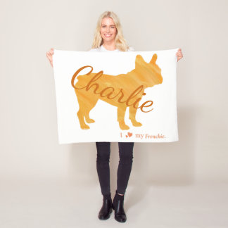 Personalized French Bulldog Pastel Orange  Frenchi Fleecedecke
