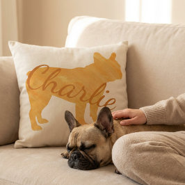 Personalized French Bulldog Pastel Orange Frenchie Kissen