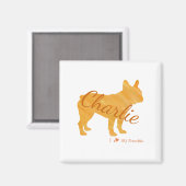 Personalized French Bulldog Pastel Orange Frenchie Magnet (Vorderseite/Rückseite)