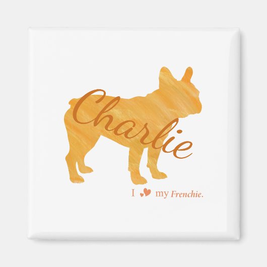 Personalized French Bulldog Pastel Orange Frenchie Magnet (Vorne)