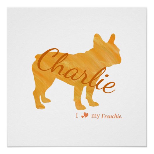 Personalized French Bulldog Pastel Orange Frenchie Poster (Vorderseite)