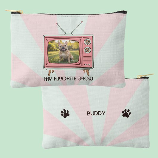 Personalized French Bulldog Retro TV Pastel Dog Zubehörtasche