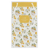 Personalized French Country Lemon Pattern Monogram Kleine Geschenktüte (Rückseite)