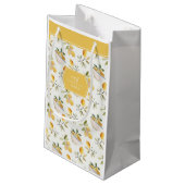 Personalized French Country Lemon Pattern Monogram Kleine Geschenktüte (Rückseite Schrägansicht)