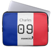 Personalized French Flag Soccer Player Fan Support Laptopschutzhülle (Vorderseite)