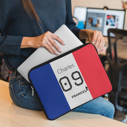 Personalized French Flag Soccer Player Fan Support Laptopschutzhülle