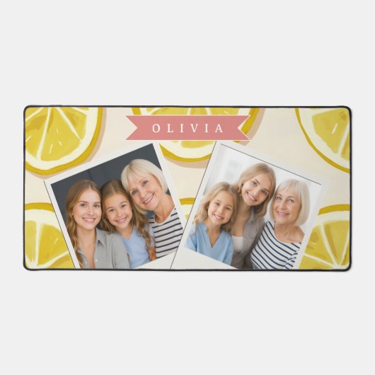 Personalized Fresh Lemon Slice Pattern Bright Schreibtischunterlage (Vorderseite)