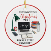 Personalized Freshman Year Christmas For College Keramik Ornament (Hinten)