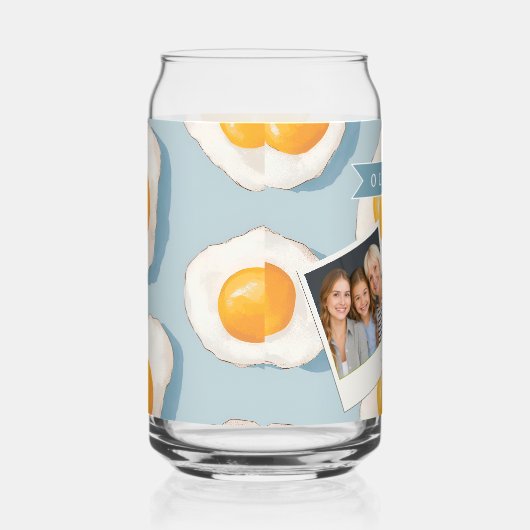 Personalized Fried Egg Pattern Fun Blue Funny Dosenglas (Rechts)