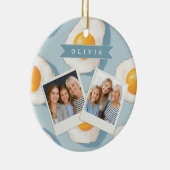 Personalized Fried Egg Pattern Fun Blue Funny  Keramik Ornament (Rechts)