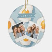 Personalized Fried Egg Pattern Fun Blue Funny  Keramik Ornament (Links)