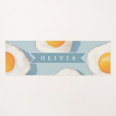 Personalized Fried Egg Pattern Fun Blue Funny Yogamatte (Vorderseite (Horizontal))