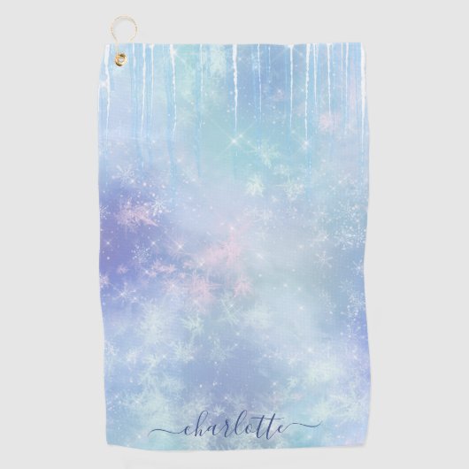 Personalized Frozen Icicles Golfhandtuch (Vorderseite)