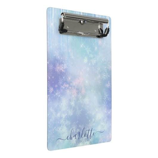 Personalized Frozen Icicles Mini Klemmbrett (Schrägansicht)