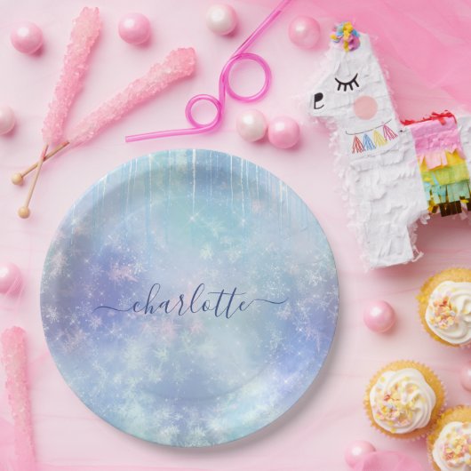 Personalized Frozen Icicles Short Pappteller (Party)