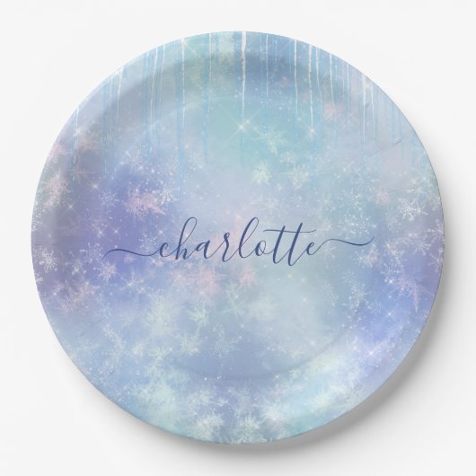 Personalized Frozen Icicles Short Pappteller (Vorderseite)