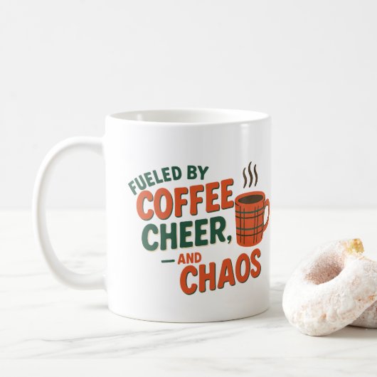 Personalized Fueled by Coffee, Cheer & Chaos Kaffeetasse (Mit Donut)
