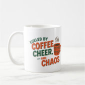 Personalized Fueled by Coffee, Cheer & Chaos Kaffeetasse (Links)