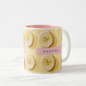 Personalized Fun Banana Slice Yellow Zweifarbige Tasse (VorderseiteRechts)