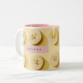 Personalized Fun Banana Slice Yellow Zweifarbige Tasse (Vorderseite Links)