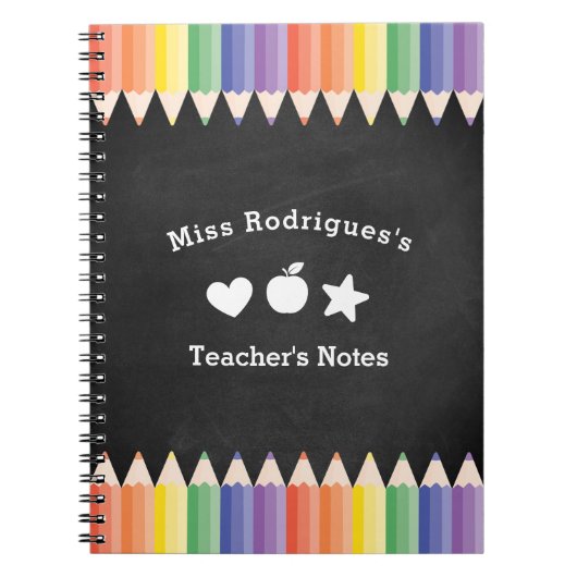 Personalized Fun Colorful Teacher Notizblock (Vorderseite)