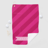 Personalized Fun Cute Modern Pink Stripe Golfhandtuch (Insitu)