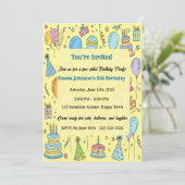 Personalized Fun Doodle Art Kids Birthday Party Einladung (Stehend Vorderseite)