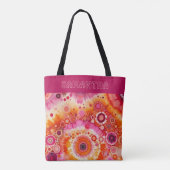 Personalized Fun Orange Hot Pink Batik Art Pattern Tasche (Rückseite)