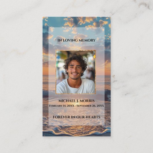 Personalized Funeral Prayer Card – Sunset Design Visitenkarte (Vorderseite)