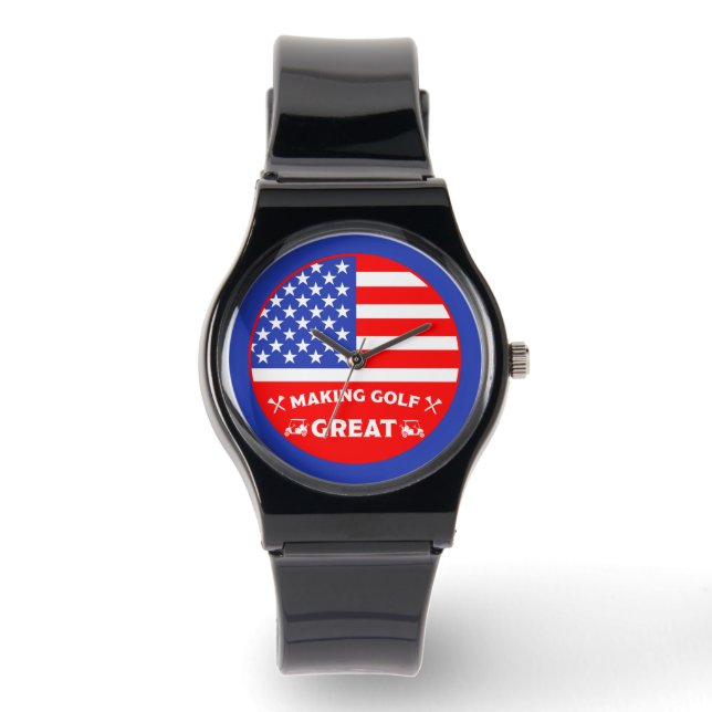 Personalized Funny American Golf Player Armbanduhr (Vorderseite)