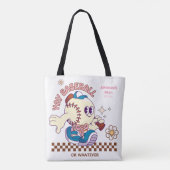 Personalized Funny Baseball Mum Retro Flower Tasche (Rückseite)