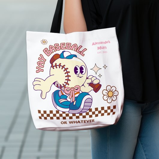 Personalized Funny Baseball Mum Retro Flower Tasche
