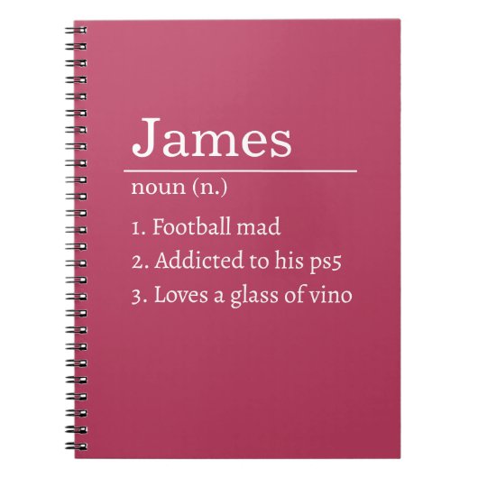 Personalized Funny Dictionary Definition Black  Notizblock (Vorderseite)