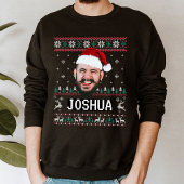 Personalized Funny Face Photo with Santa Hat Ugly Sweatshirt