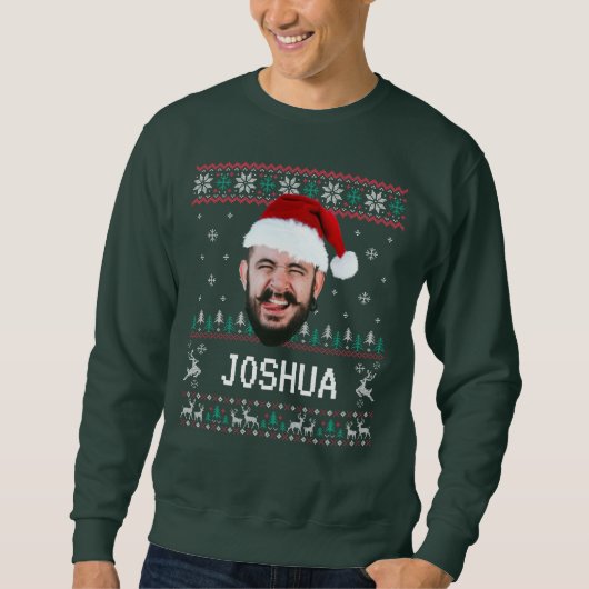 Personalized Funny Face Photo with Santa Hat Ugly Sweatshirt (Vorderseite)