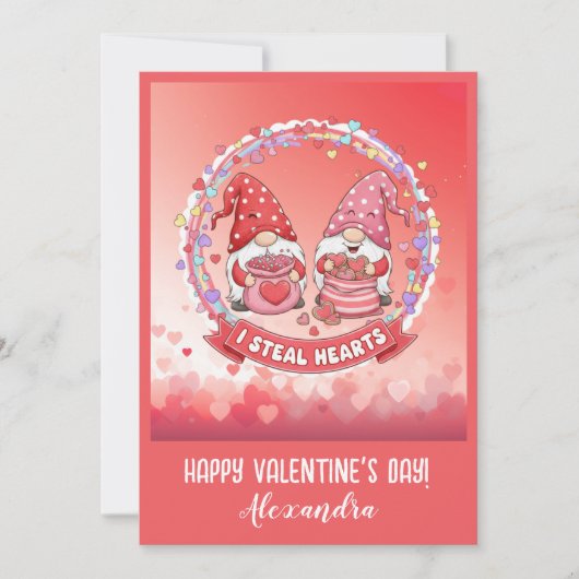 Personalized Funny Gnome Valentine  Karte (Vorderseite)