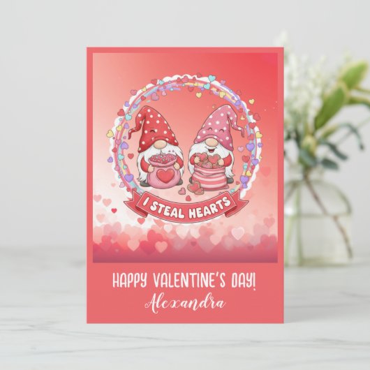 Personalized Funny Gnome Valentine  Karte (Stehend Vorderseite)