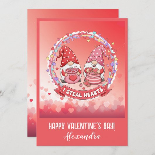 Personalized Funny Gnome Valentine Karte (Vorne/Hinten)