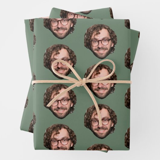 Personalized Funny Green Custom Face Photo Geschenkpapier Set (Beispiel)