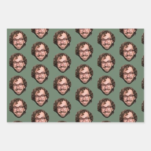 Personalized Funny Green Custom Face Photo Geschenkpapier Set (Vorderseite)
